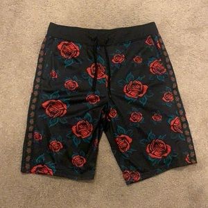 Black & Red Empyre Rose Basketball Shorts